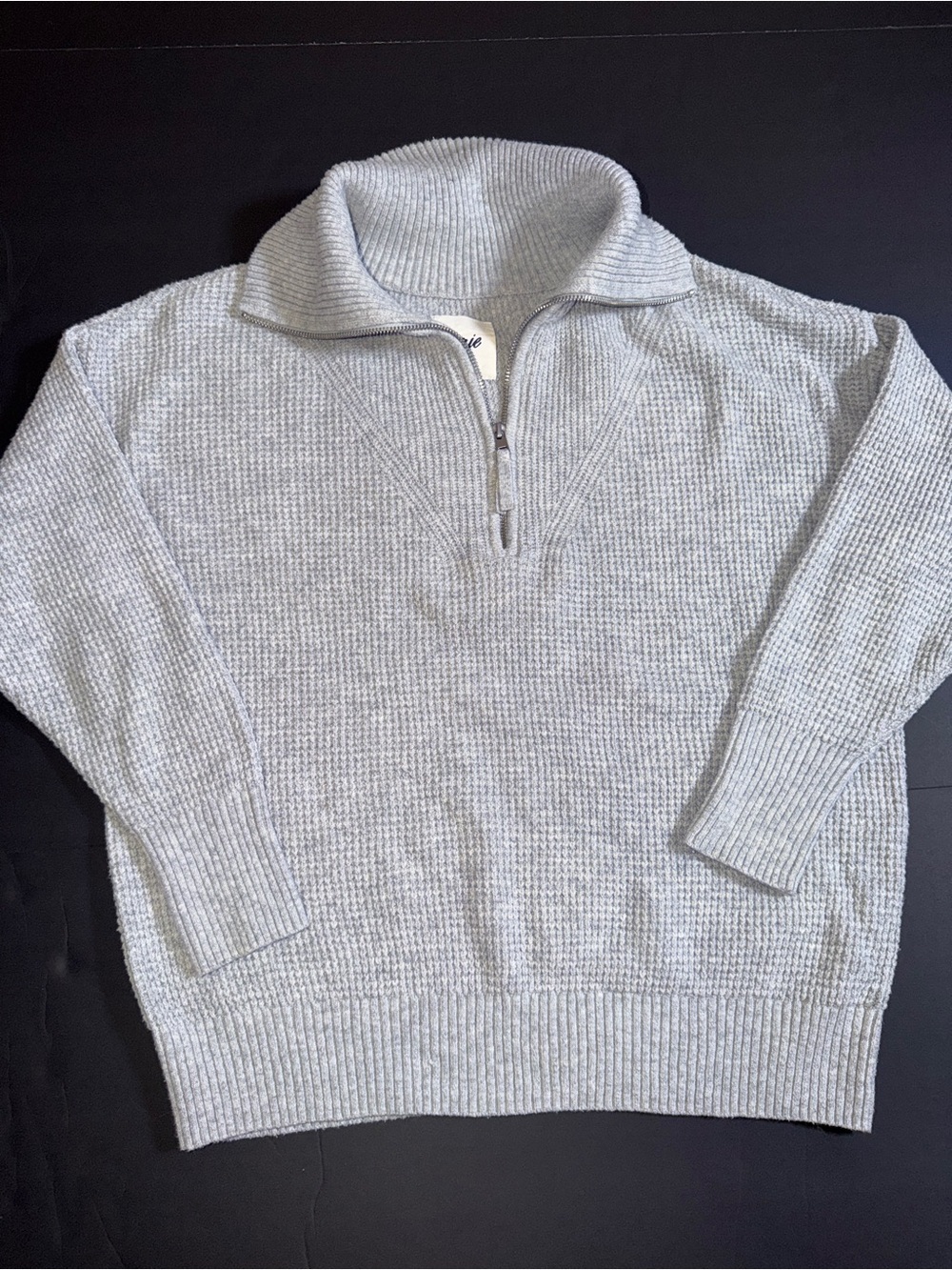 AERIE Women’s Light Gray Half-Zip Knit Sweater